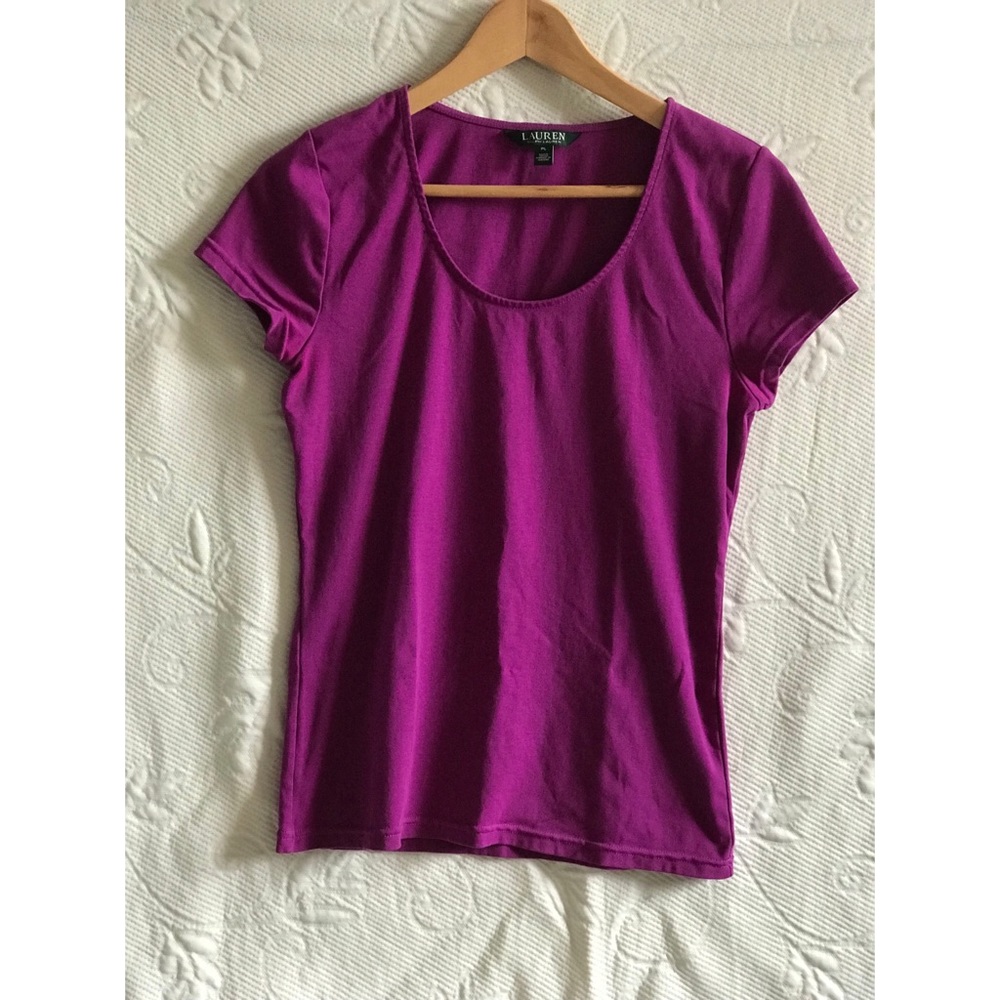 LAUREN RALPH LAUREN DEEP PLUM TEE - SIZE PL